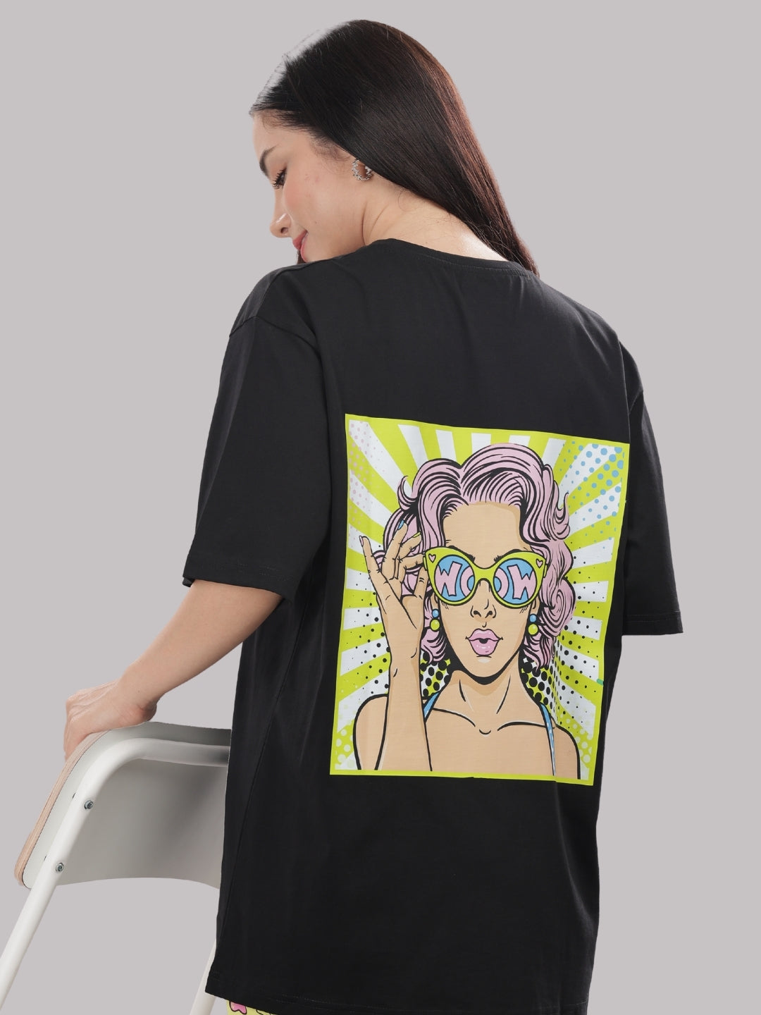 Yellow Pop T-shirt Pj Set - Oversized Tshirt with Pj Combo
