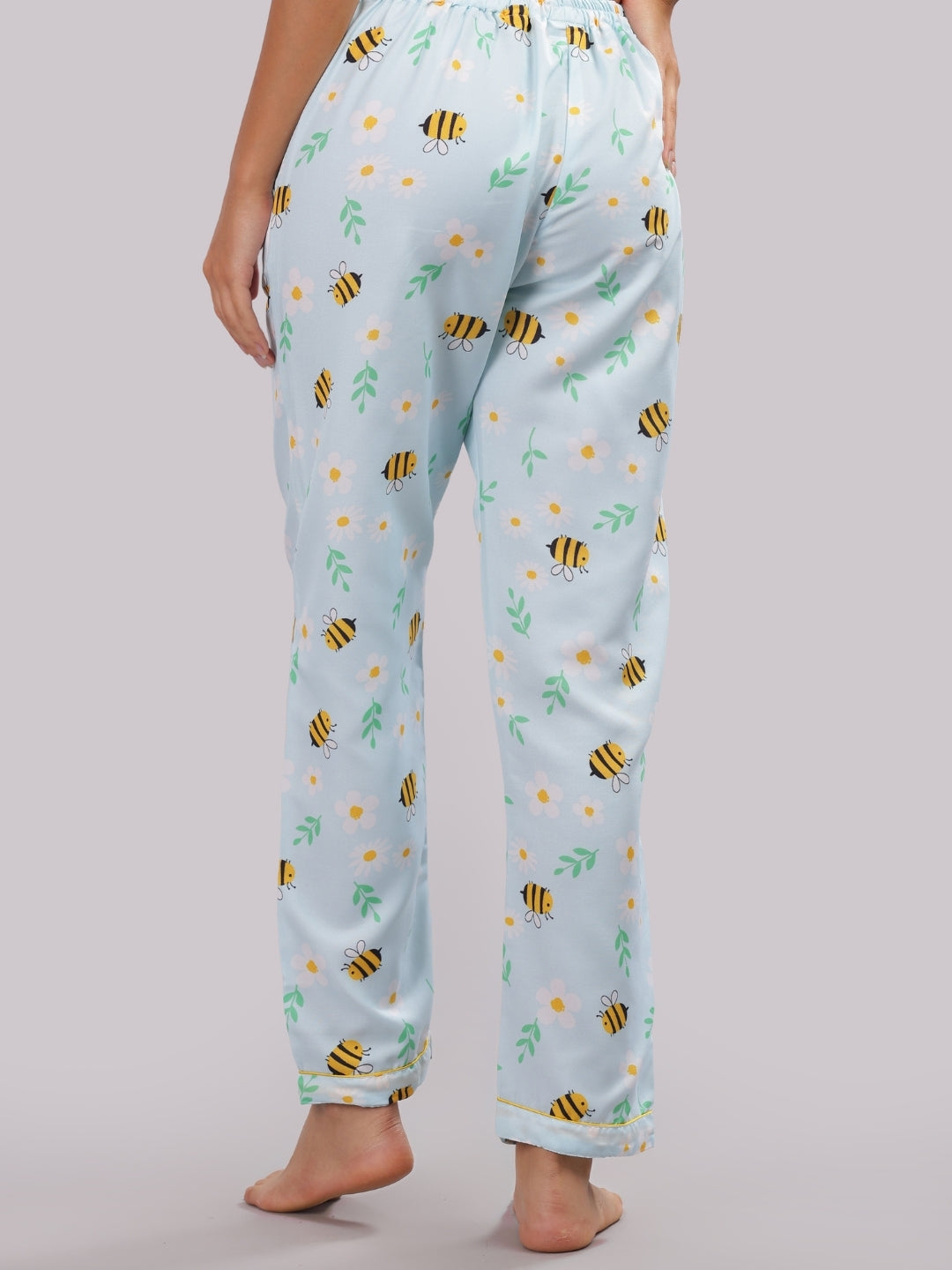 Busy Bee Button Down Pj Set - Cotton Rayon Pj Set with Notched Collar