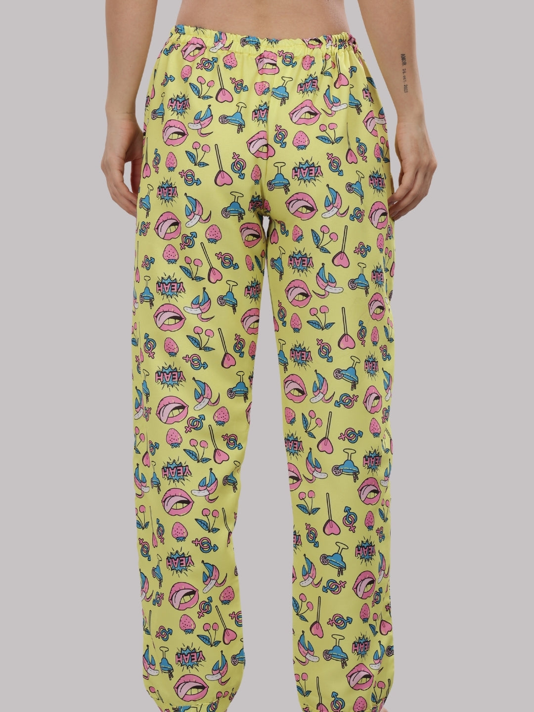 Yellow Pop T-shirt Pj Set - Oversized Tshirt with Pj Combo