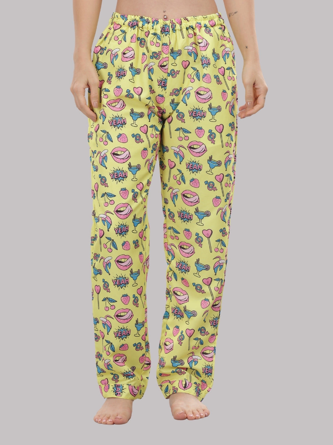 Yellow Pop T-shirt Pj Set - Oversized Tshirt with Pj Combo