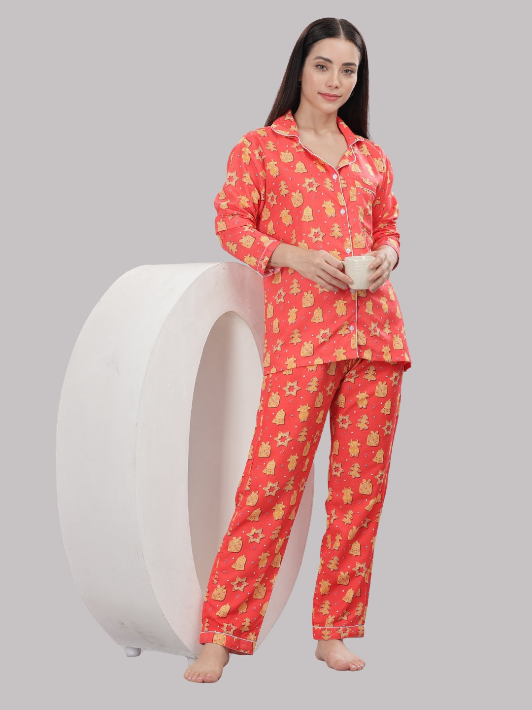Cookie Wonderland Button Down Pj Set - Cotton Rayon Pj Set with Notched Collar