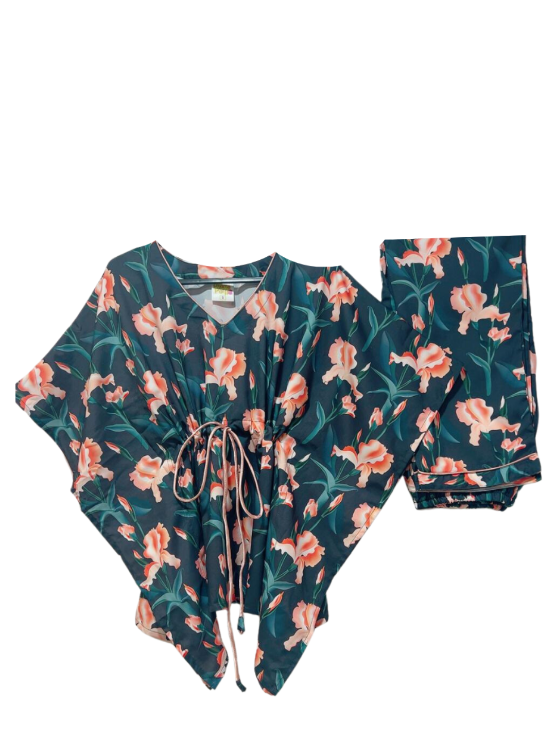 Black Iris Kaftan Pj Set - Cotton Rayon Pj Set in Kaftan Style