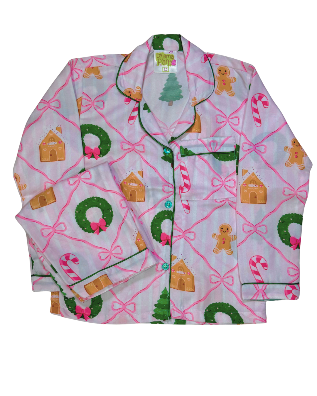 Jolly Ribbons Kids Pj Set - Cotton Rayon Pj Set with Notched Collar