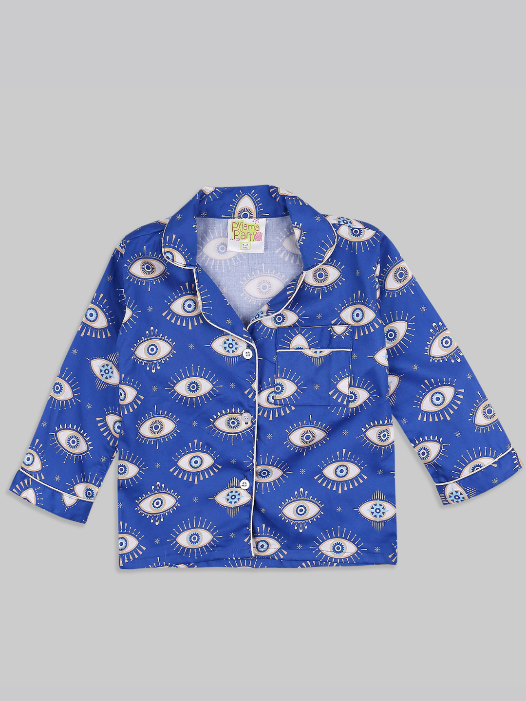 Nazar Kids Button Down Pj Set - Pure Cotton Pj Set with Notched Collar