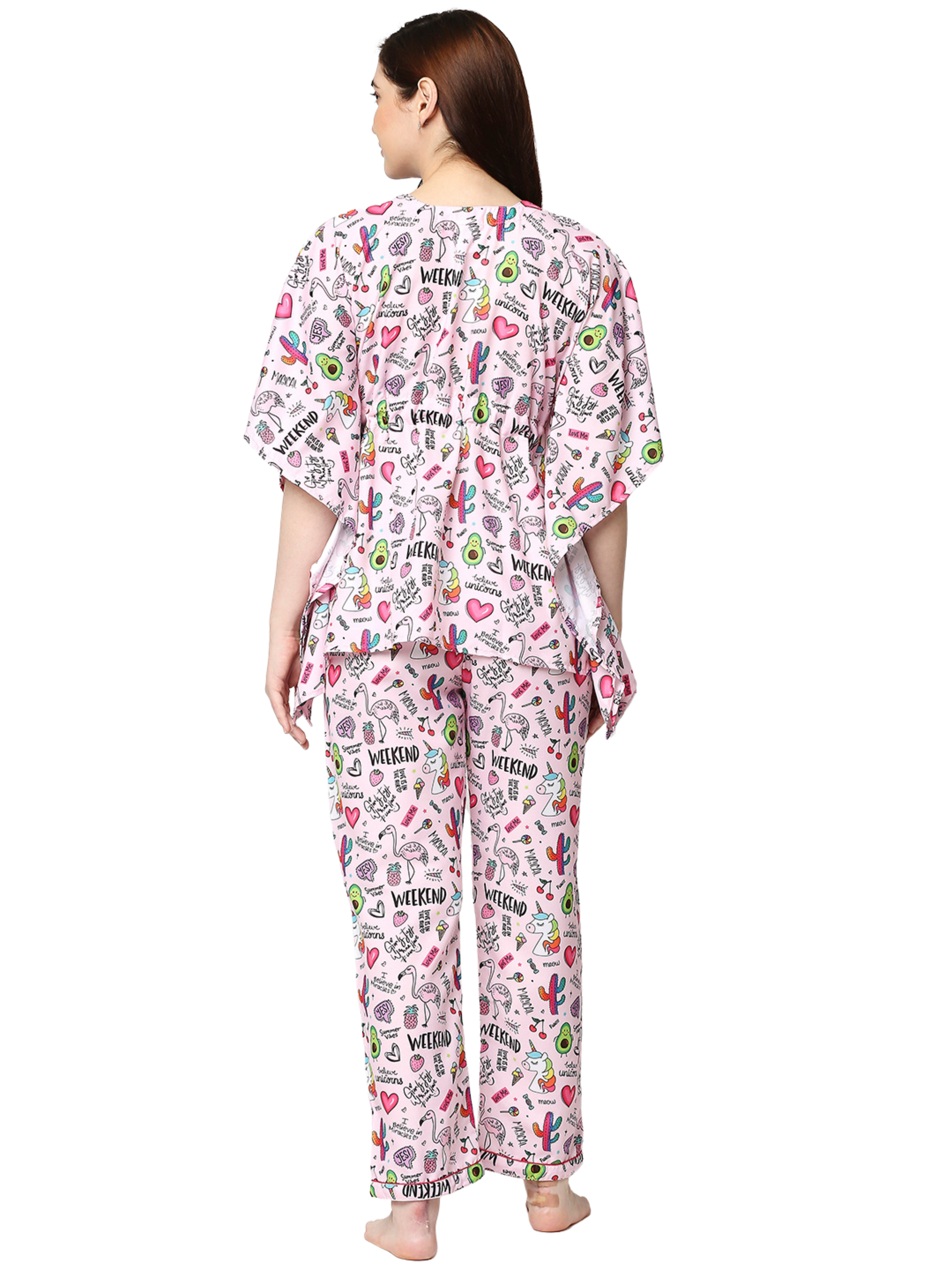 Pink Party Kaftan Pj Set - Cotton Rayon Pj Set in Kaftan Style