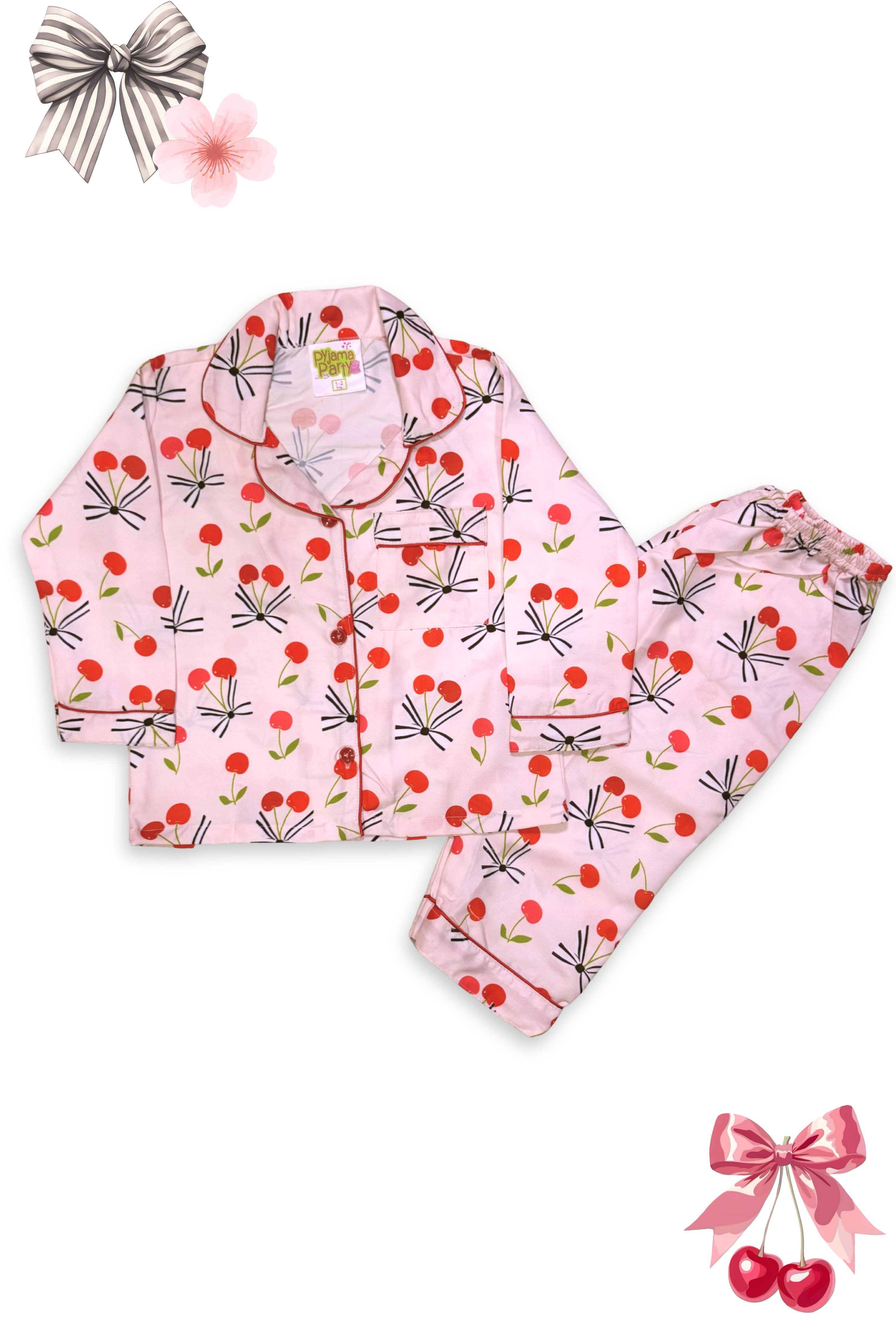 Berry Cozy Kids Pj Set - Cotton Rayon Pj Set with Notched Collar