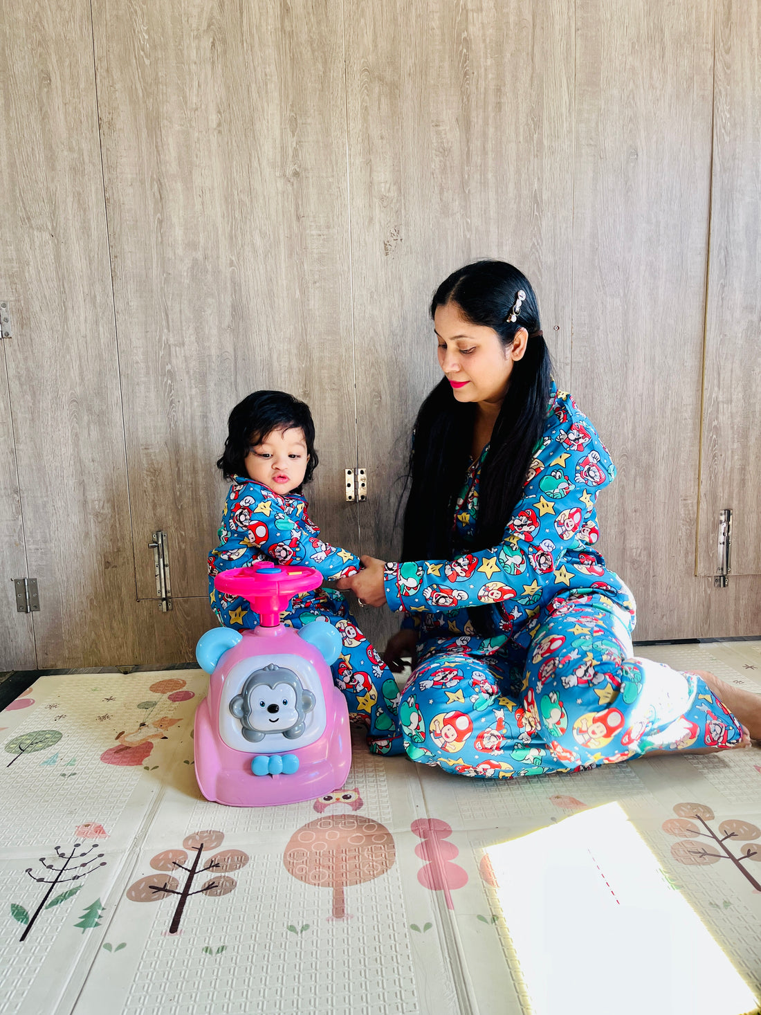 Super Mario Pure Cotton Mom & Kids Twinning Pj Set