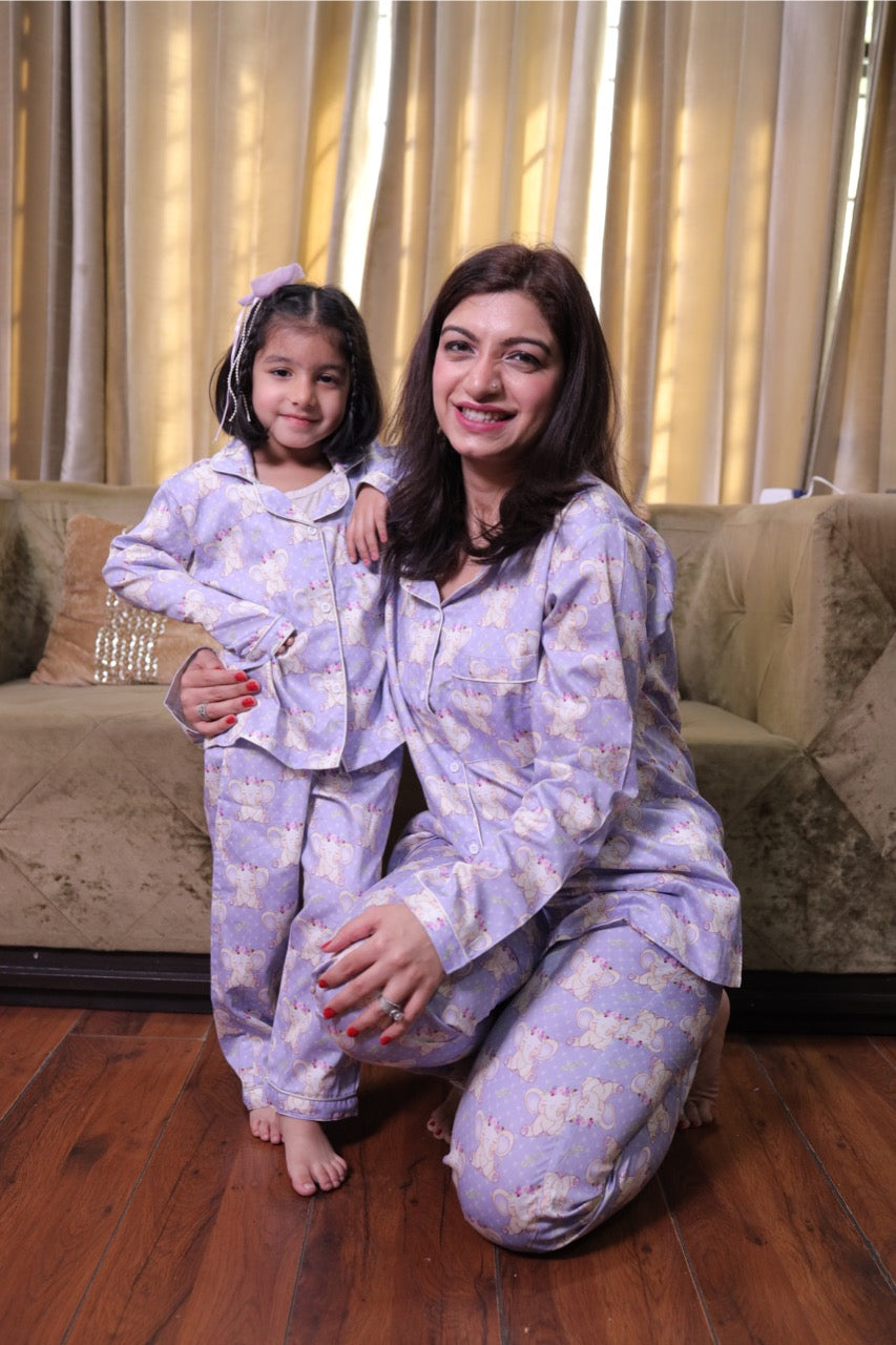 Elephantastic Pure Cotton Mom & Kids Twinning Pj Set