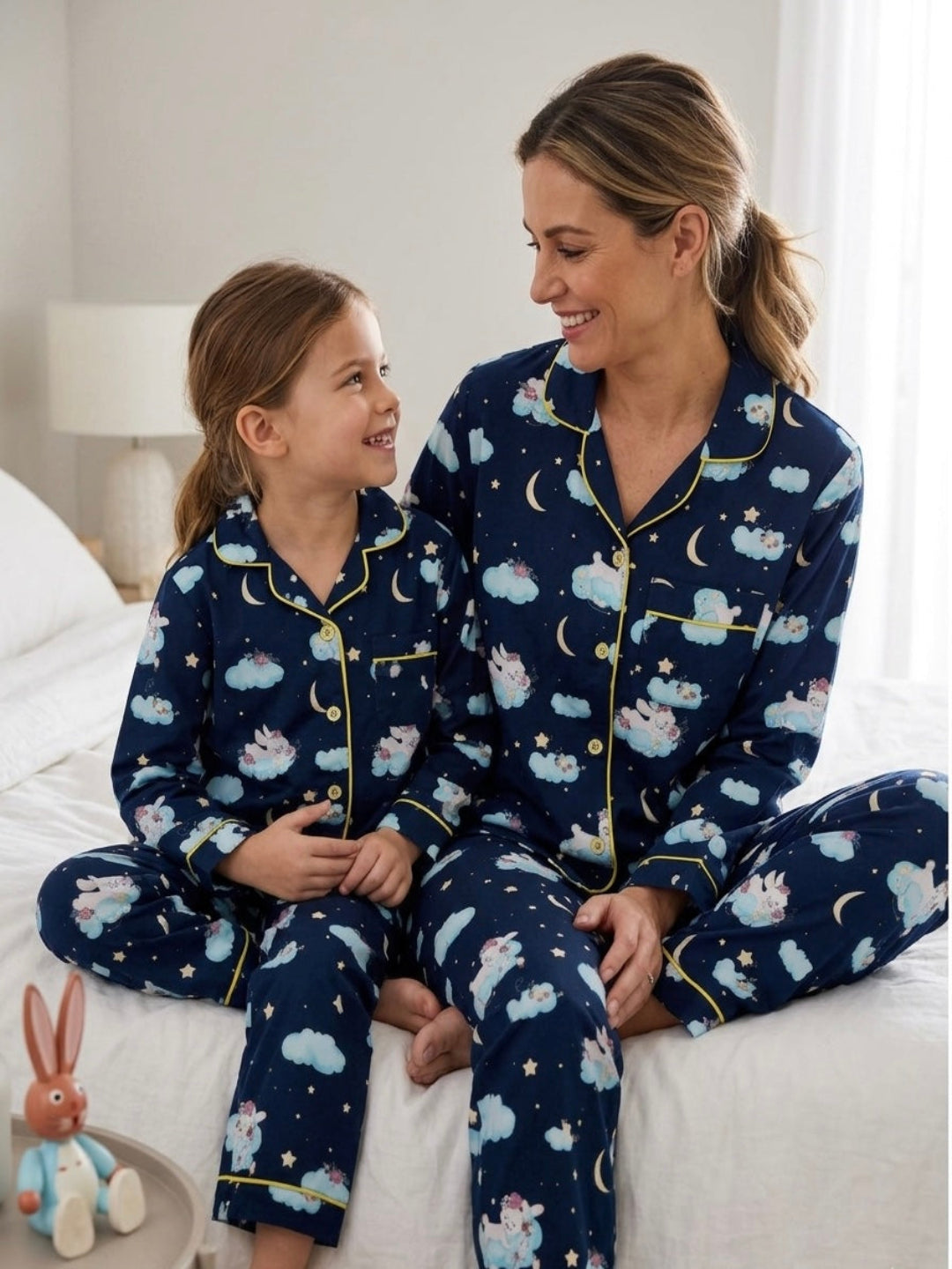Bunny in the Cloud Pure Cotton Mom & Kids Twinning Pj Set
