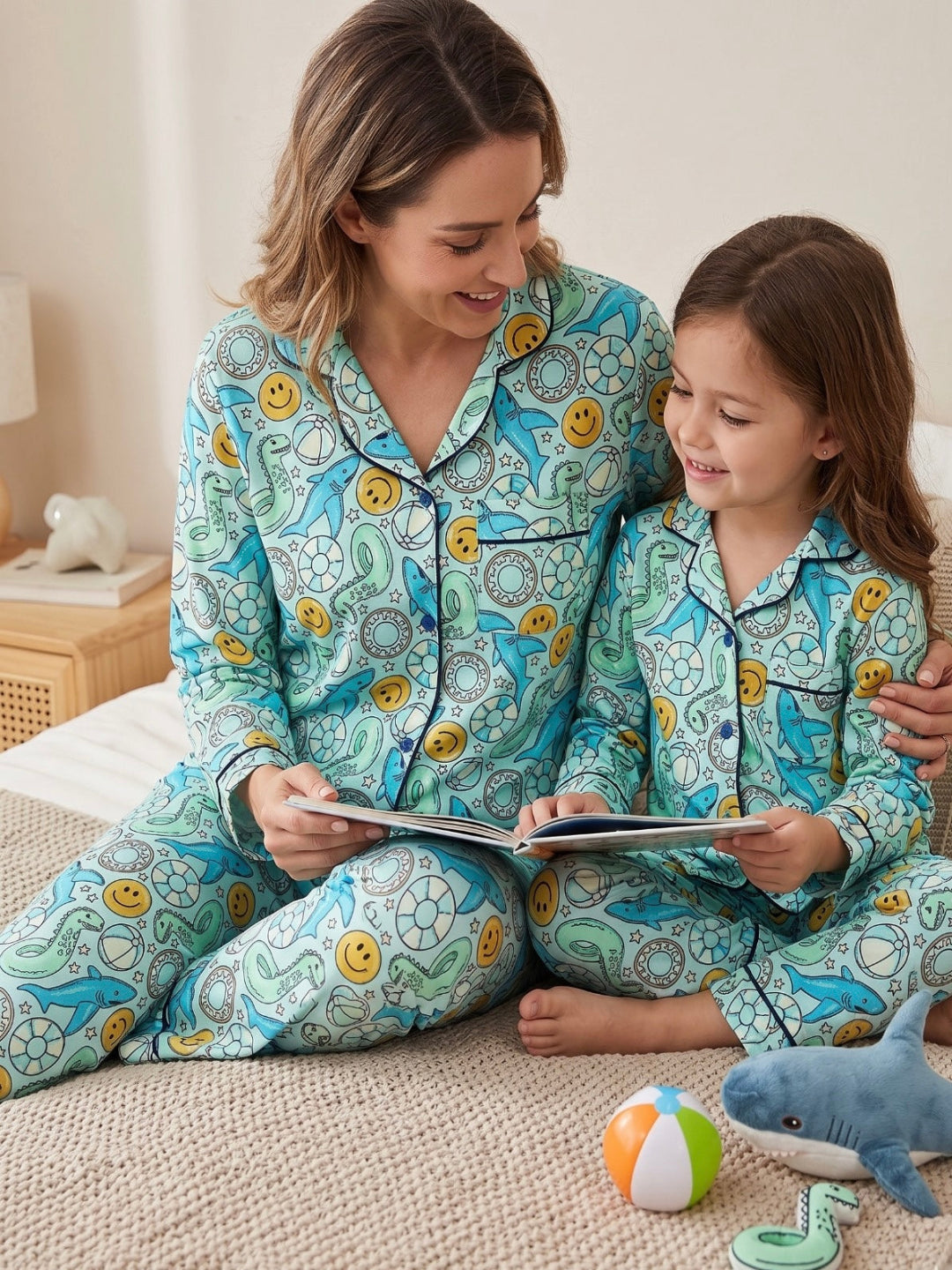 Floaties Pure Cotton Mom & Kids Twinning Pj Set