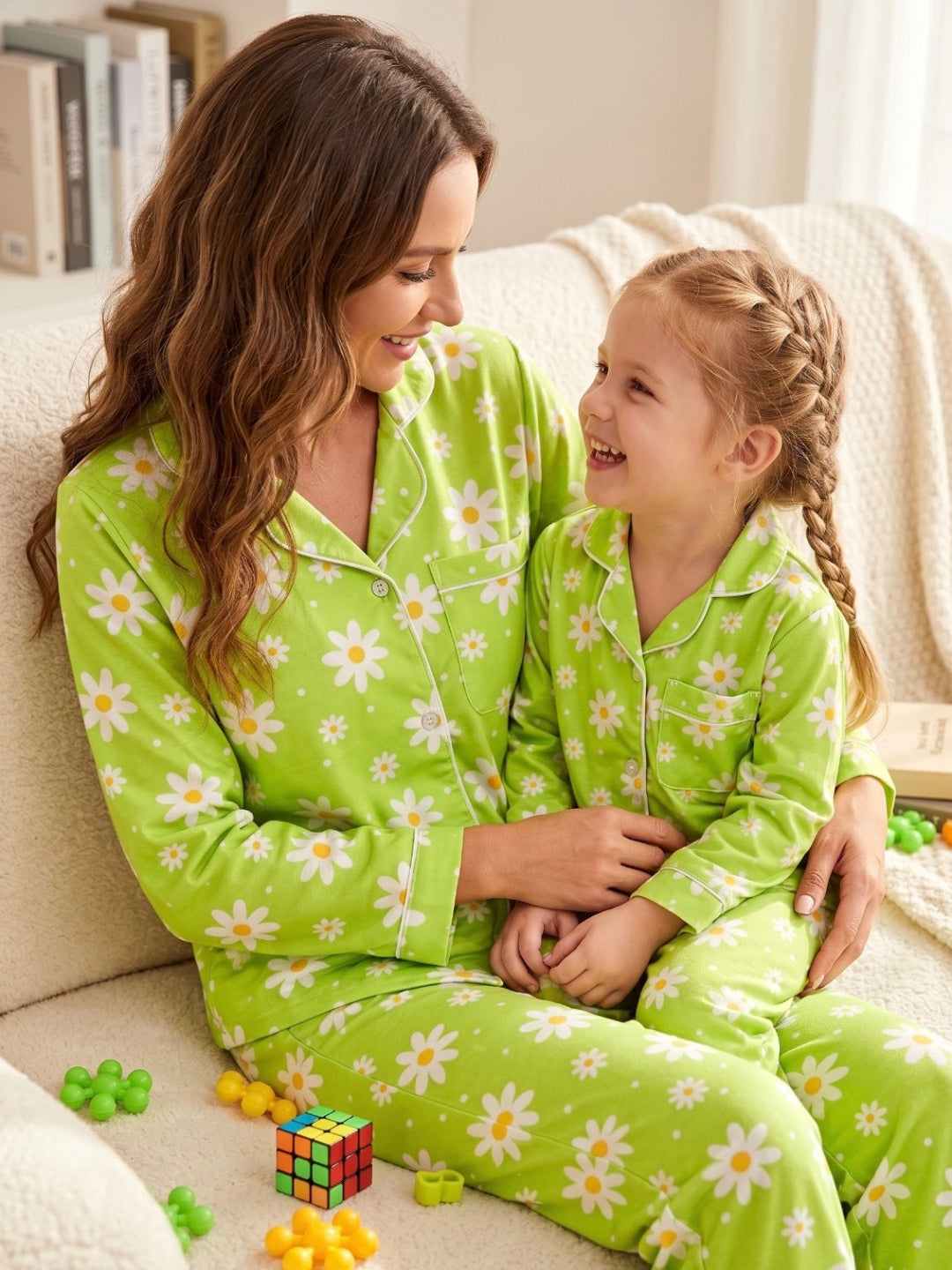 Daisy Dream Cotton Rayon Mom & Kids Twinning Pj Set
