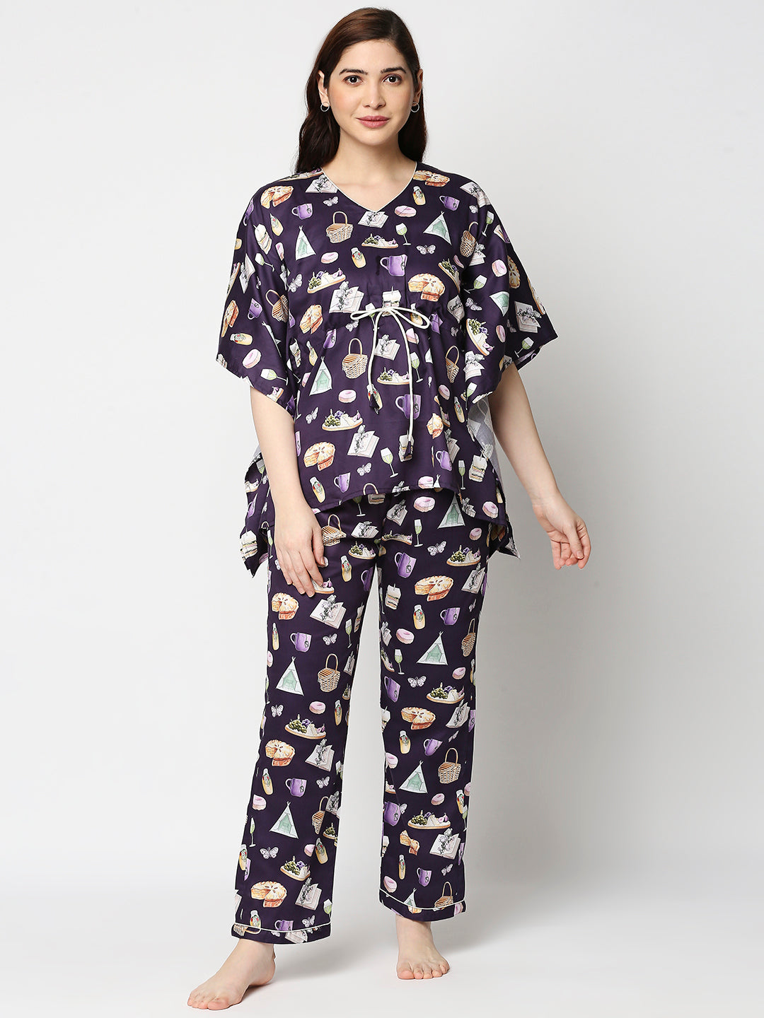 Let's Picnic Kaftan Pj Set - Pure Cotton Pj Set in Kaftan Style