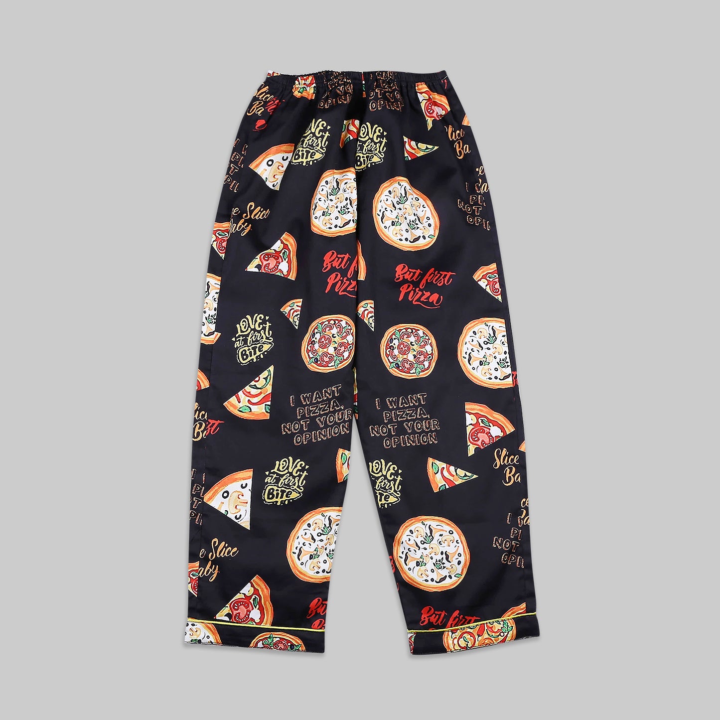 Pizza Forever Kids Button Down Pj Set - Pure Cotton Pj Set with Notched Collar
