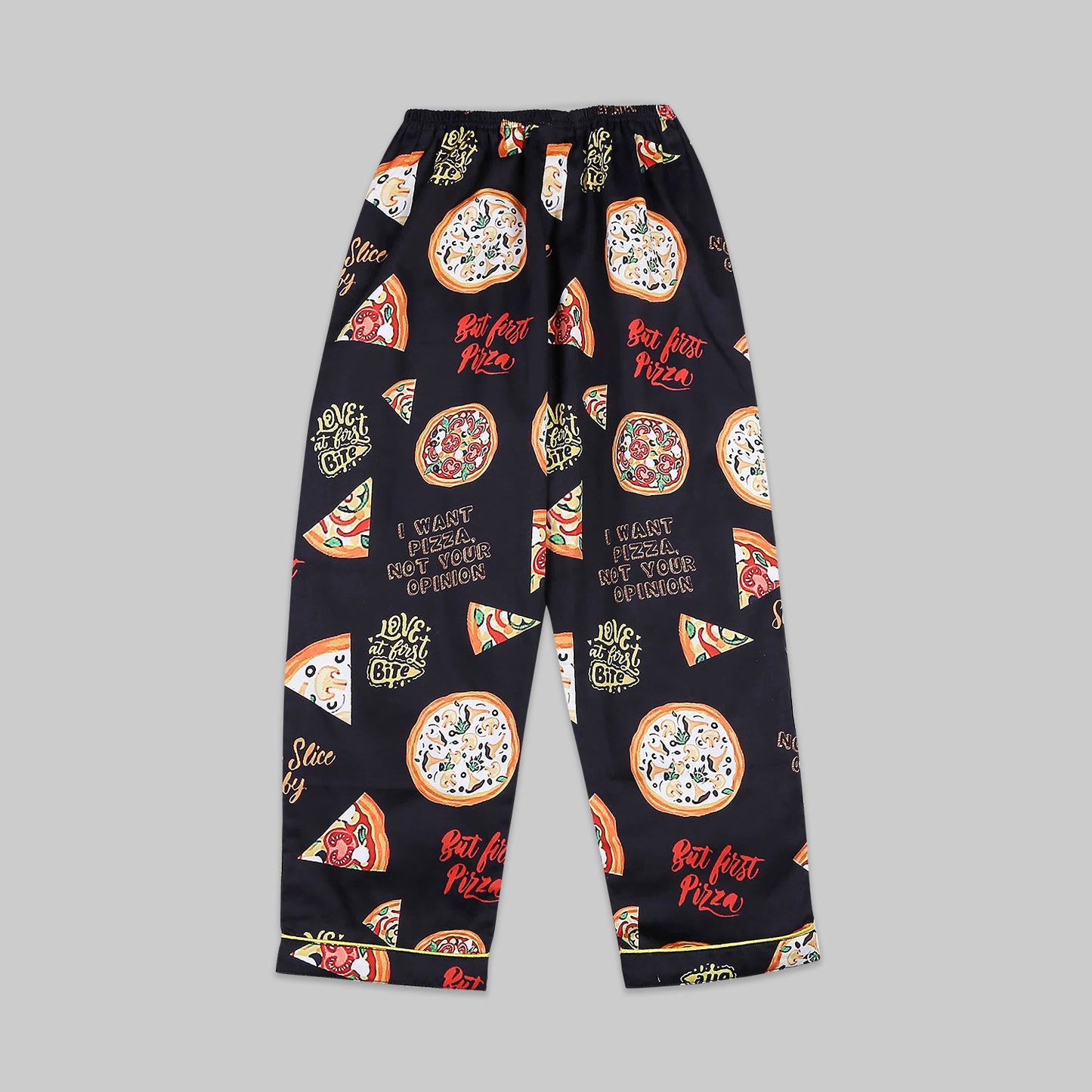 Pizza Forever Kids Button Down Pj Set - Pure Cotton Pj Set with Notched Collar