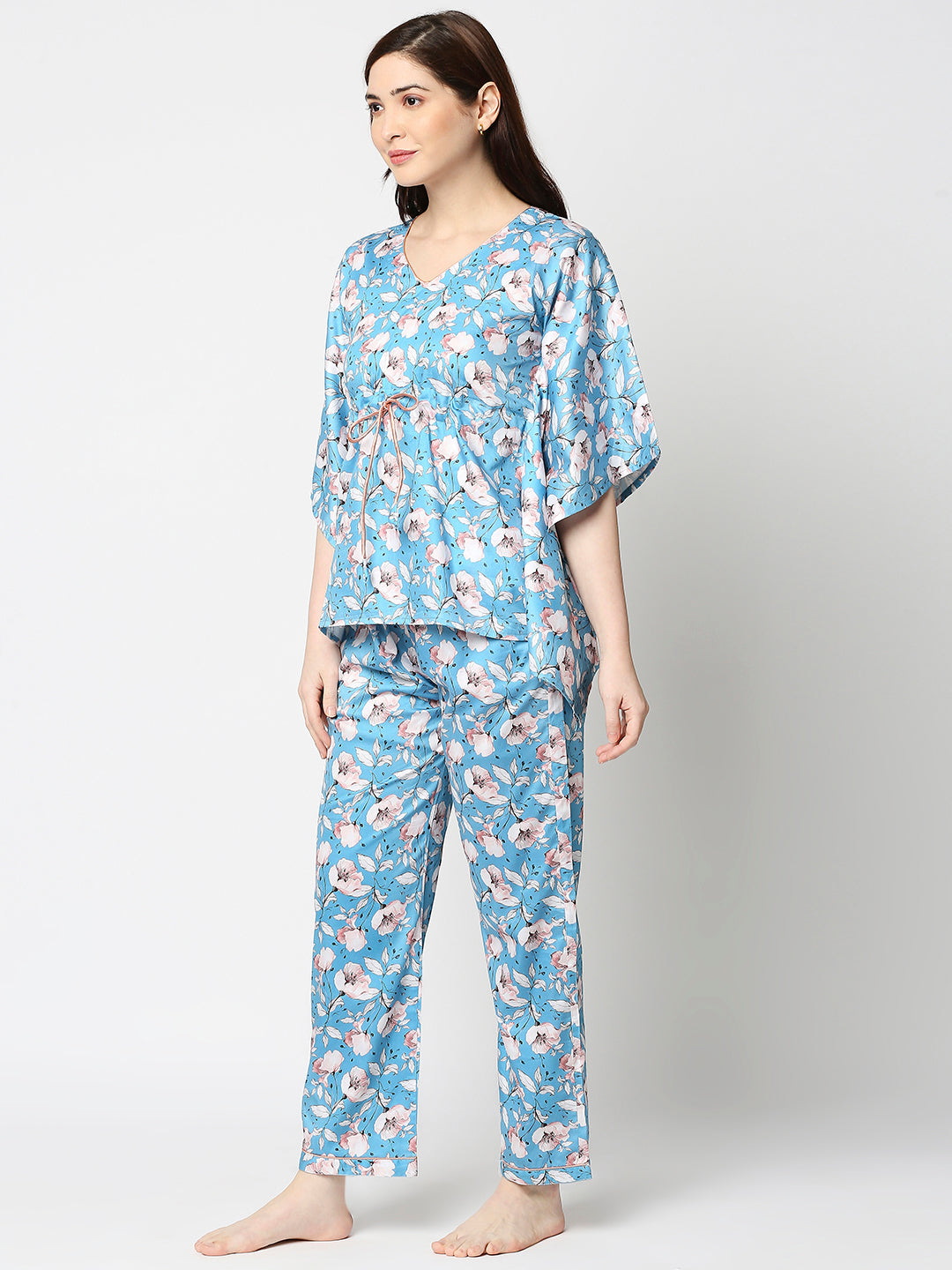 Blue Paradise Kaftan Pj Set - Pure Cotton Pj Set in Kaftan Style