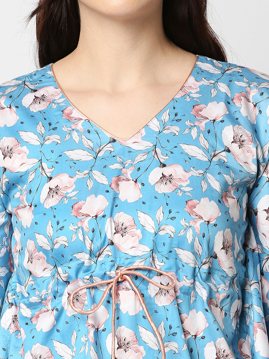 Blue Paradise Kaftan Pj Set - Pure Cotton Pj Set in Kaftan Style