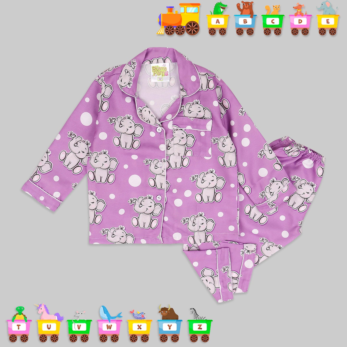 Little Dumbo Cotton Rayon Kids Pj Set with Notched Collar