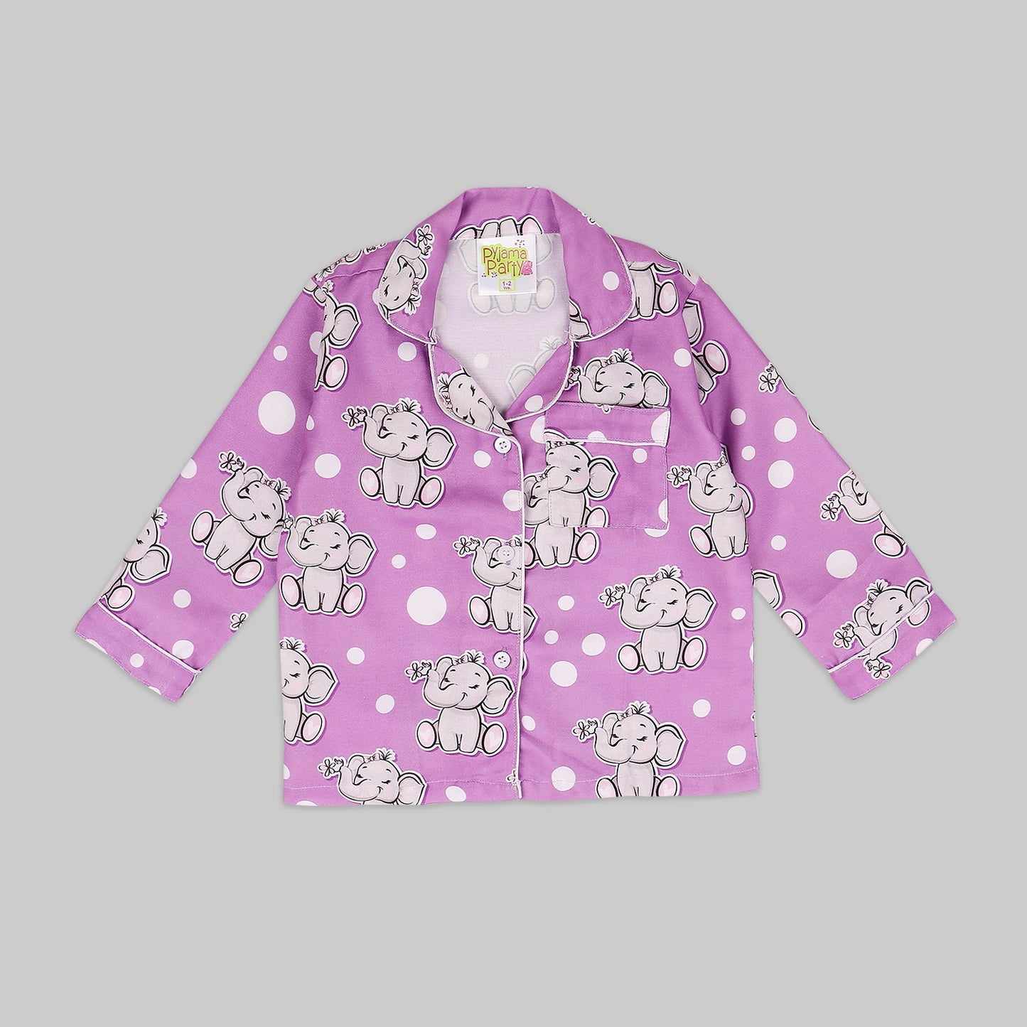 Little Dumbo Cotton Rayon Kids Pj Set with Notched Collar