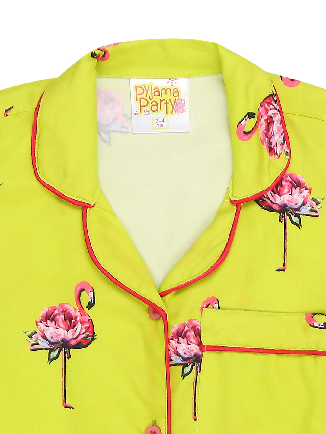 Flamingo Fluff Kids Pj Set - Cotton Rayon Pj Set with Notched Collar