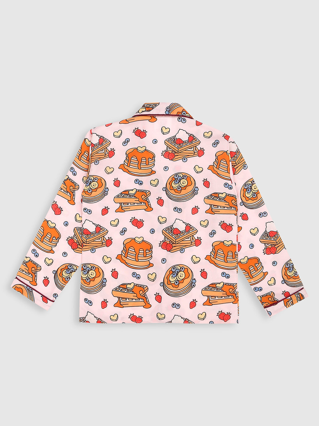 Waffles & Pancakes Kids Pj Set - Cotton Rayon Pj Set with Notched Collar