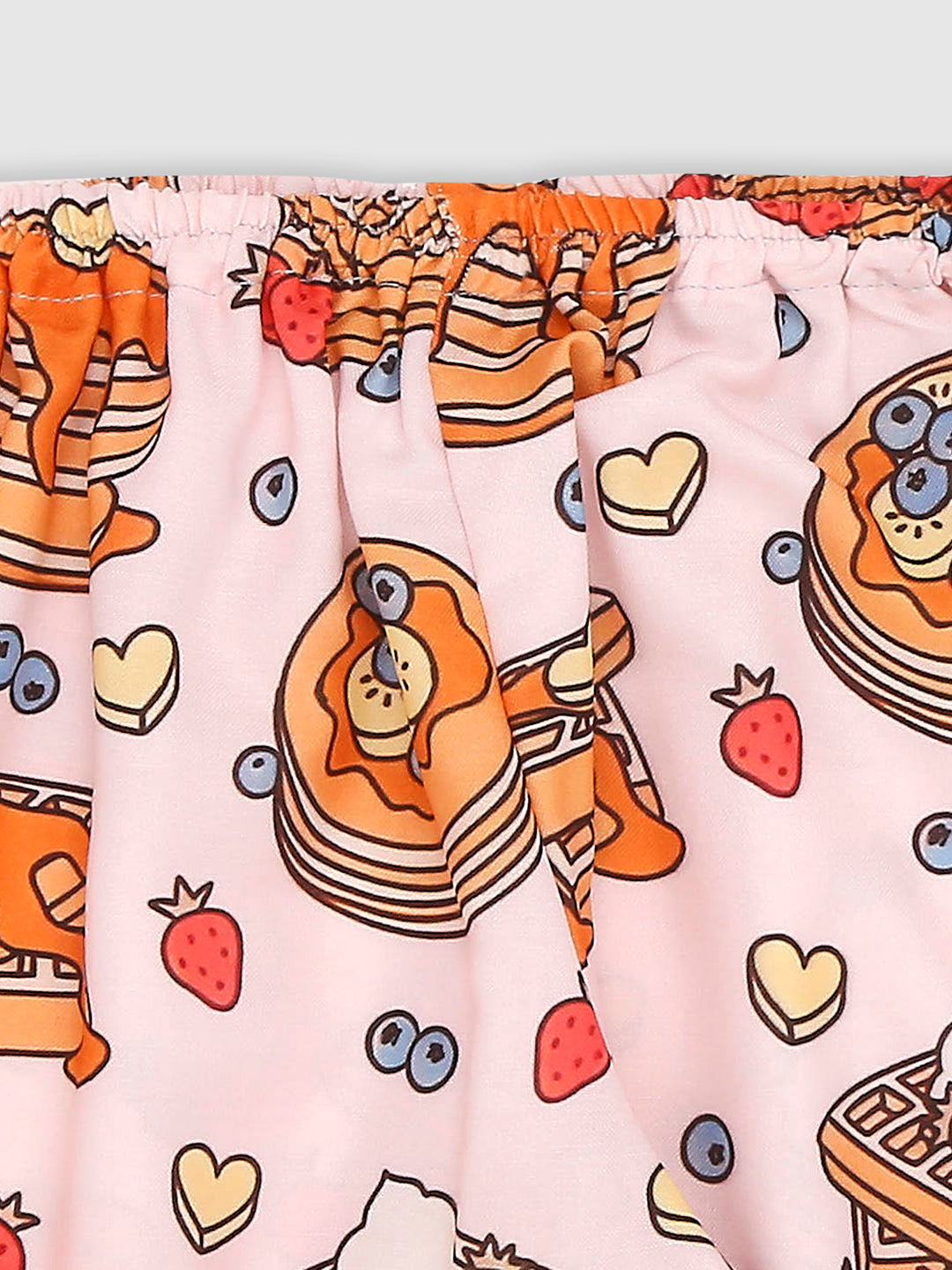 Waffles & Pancakes Kids Pj Set - Cotton Rayon Pj Set with Notched Collar