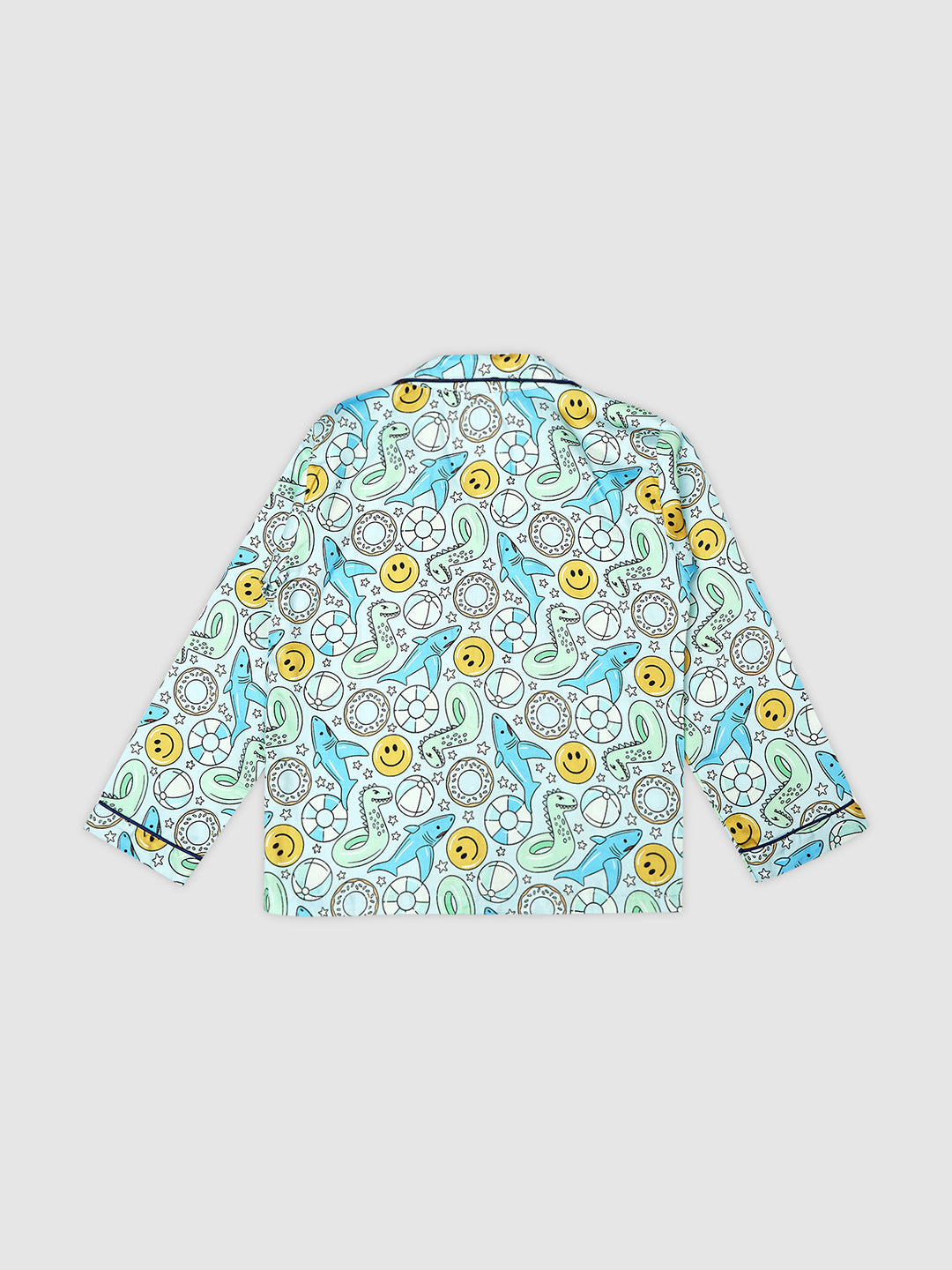 Floaties Kids Button Down Pj Set - Pure Cotton Pj Set with Notched Collar