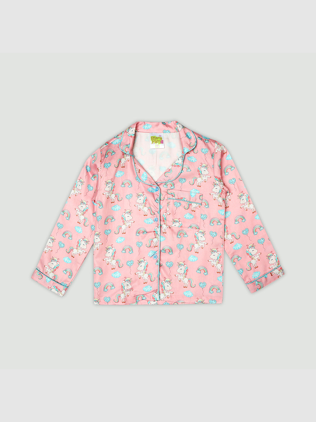 Unicorn Utopia Kids Button Down Pj Set - Pure Cotton Pj Set with Notched Collar