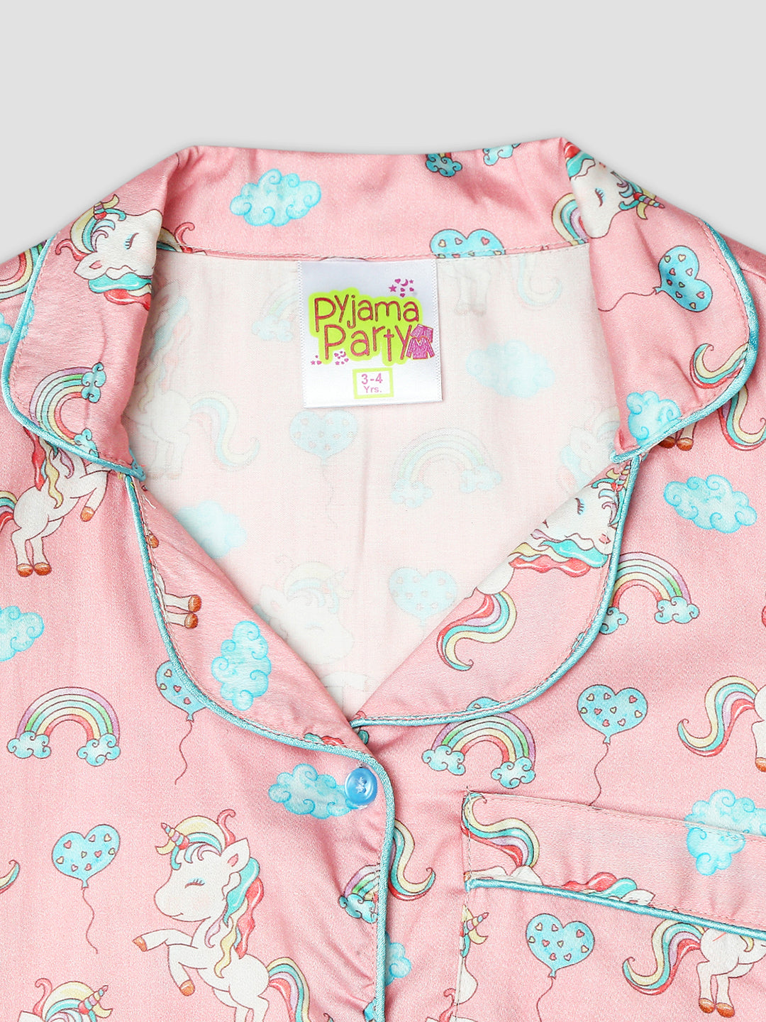 Unicorn Utopia Kids Button Down Pj Set - Pure Cotton Pj Set with Notched Collar