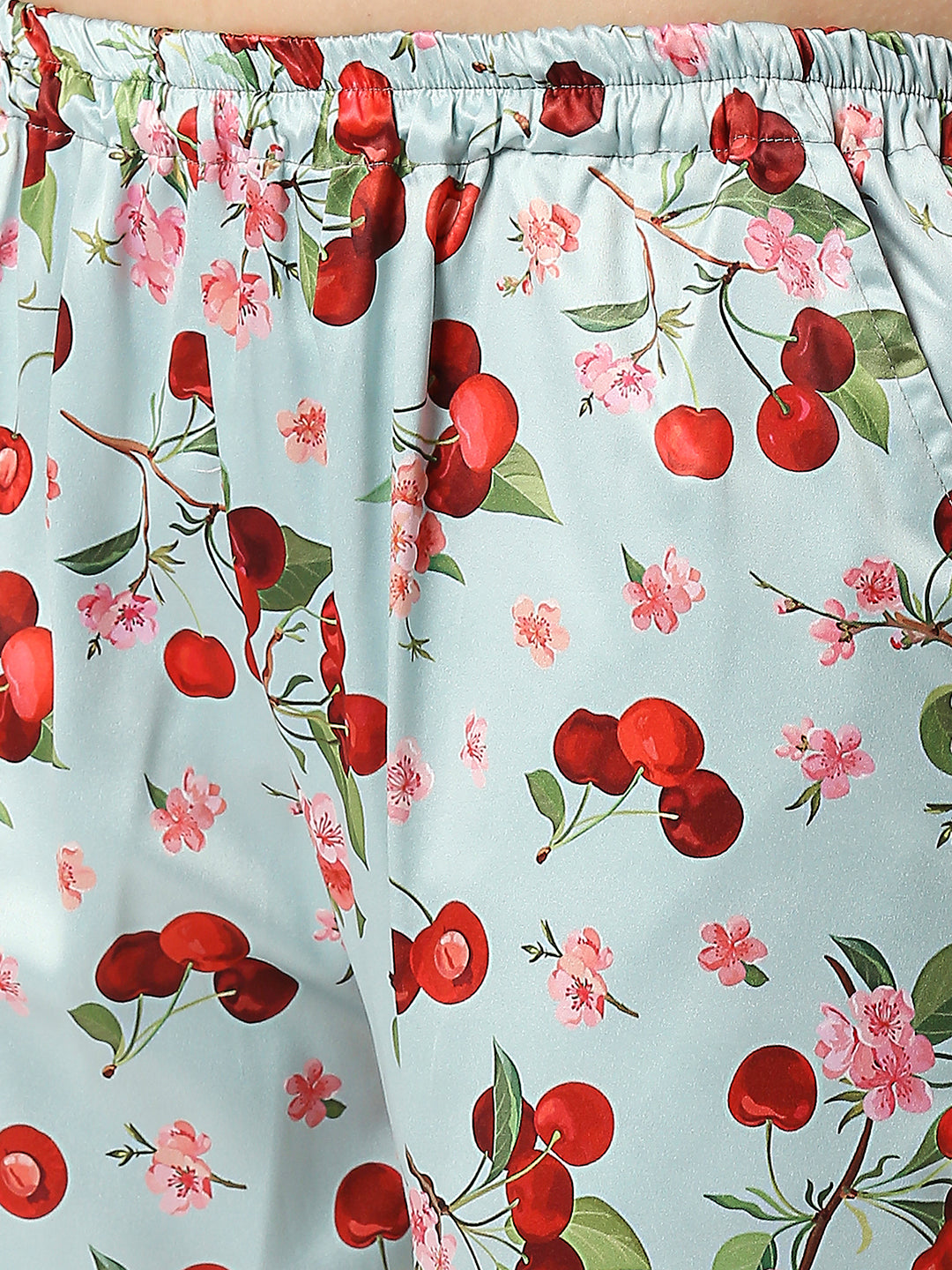 Cherry Blossom Satin Kaftan Pj Set - Luxury Printed Kaftan Pj Set