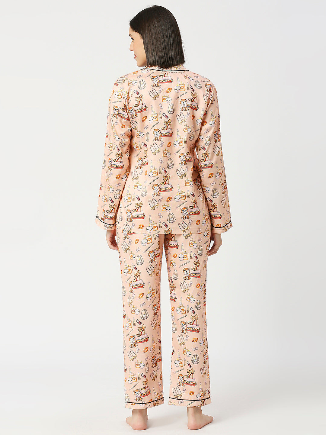Catwoman Button Down Pj Set - Pure Cotton Pj Set with Notched Collar