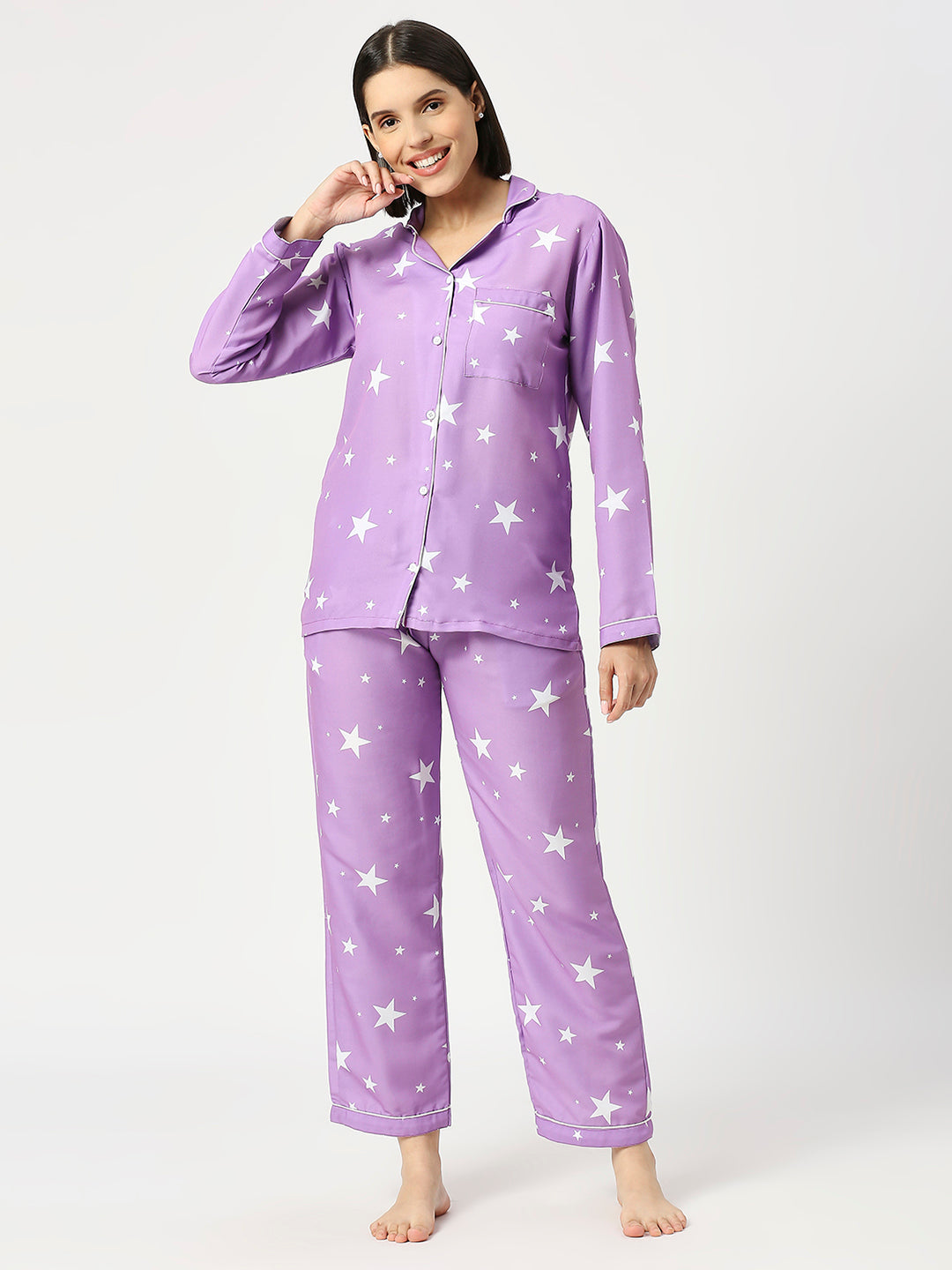 Exhausta Button Down Pj Set - Cotton Rayon Pj Set with Notched Collar