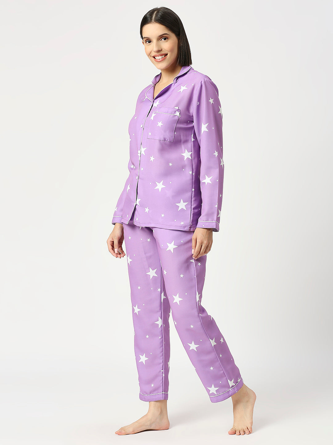 Exhausta Button Down Pj Set - Cotton Rayon Pj Set with Notched Collar
