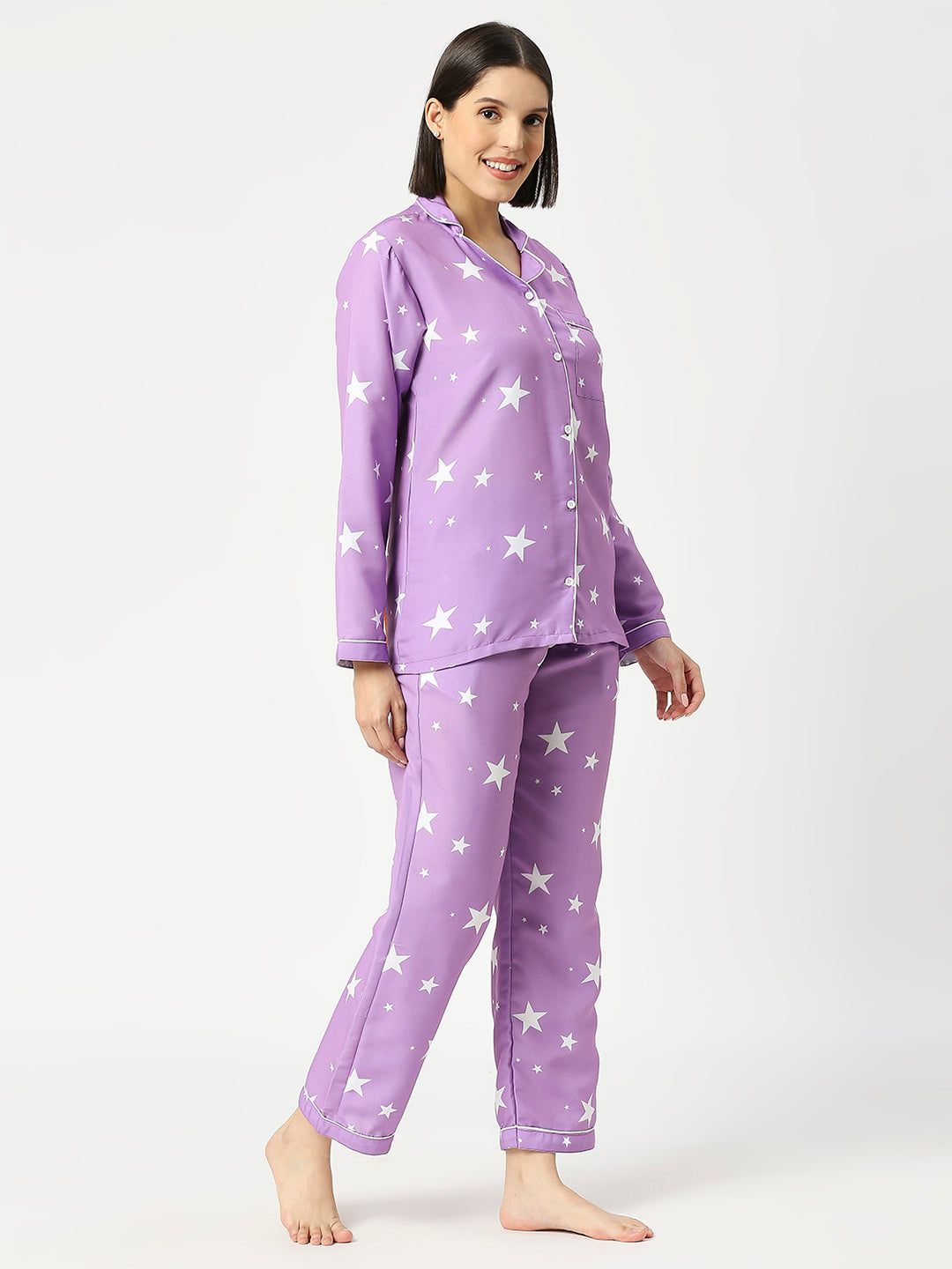 Exhausta Button Down Pj Set - Cotton Rayon Pj Set with Notched Collar