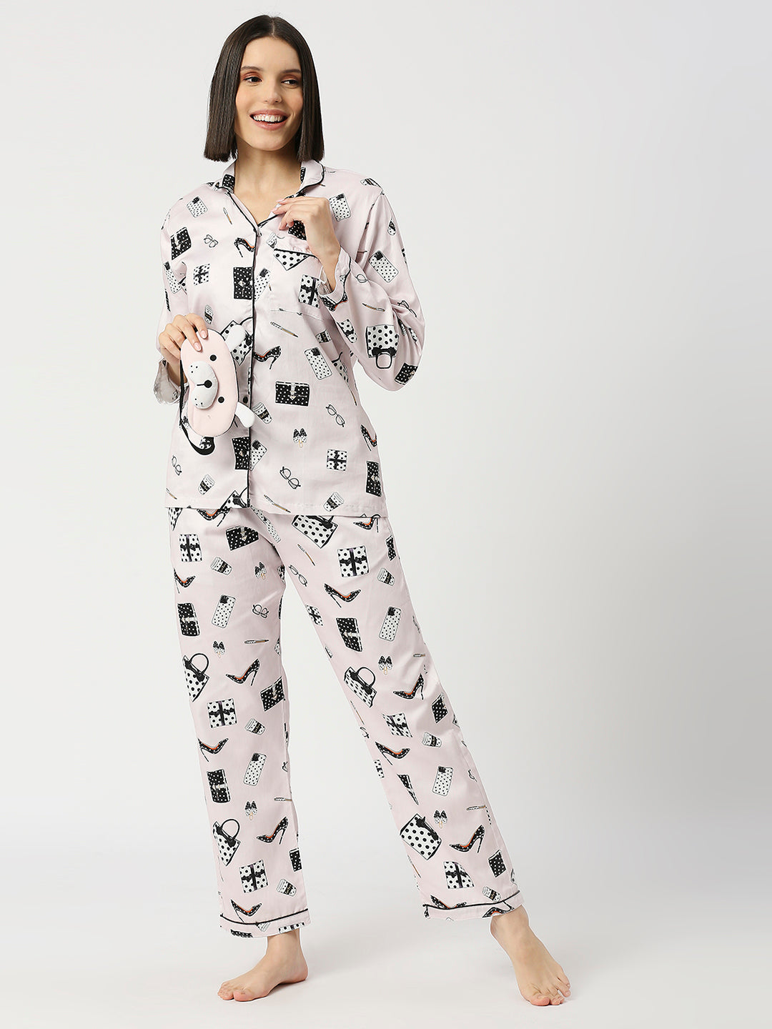 Fashion Forward Button Down Pj Set - Pure Cotton Pj Set with Notched Collar