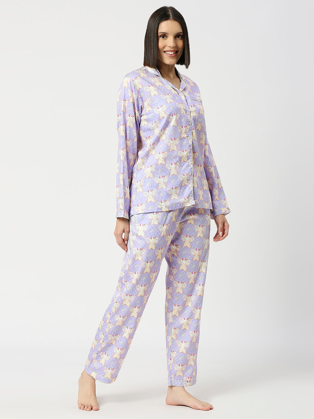 Elephantastic Button Down Pj Set - Pure Cotton Pj Set with Notched Collar
