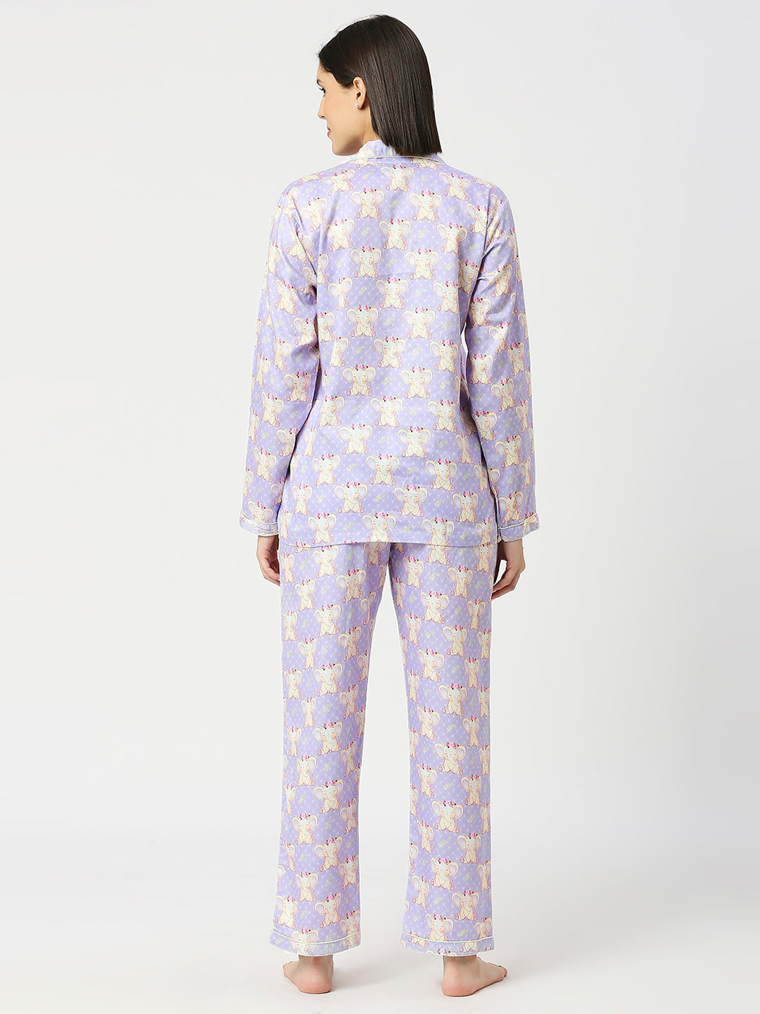 Elephantastic Button Down Pj Set - Pure Cotton Pj Set with Notched Collar