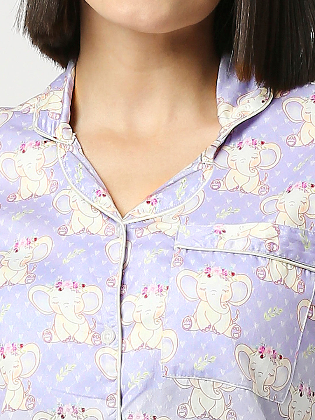 Elephantastic Button Down Pj Set - Pure Cotton Pj Set with Notched Collar