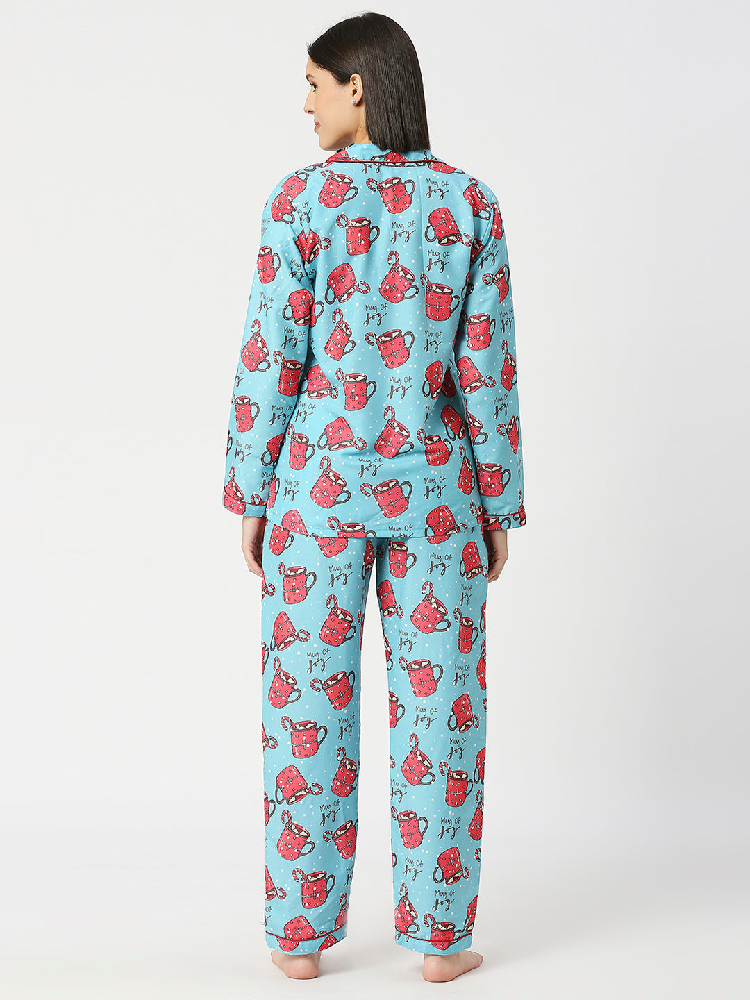 Cuppa Joy Button Down Pj Set - Cotton Rayon Pj Set with Notched Collar