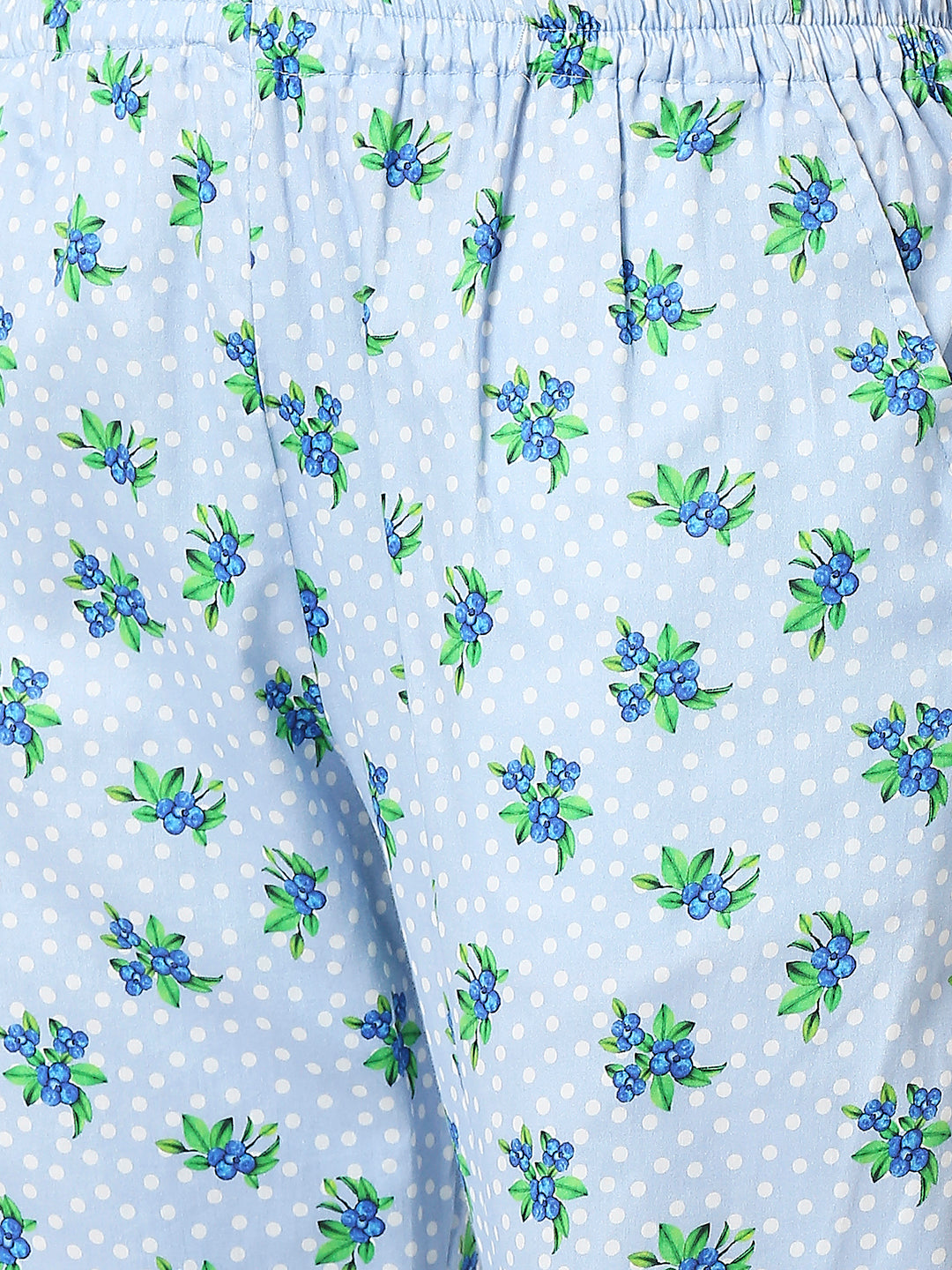 Blueberry Button Down Pj Set - Pure Cotton Pj Set with Notched Collar