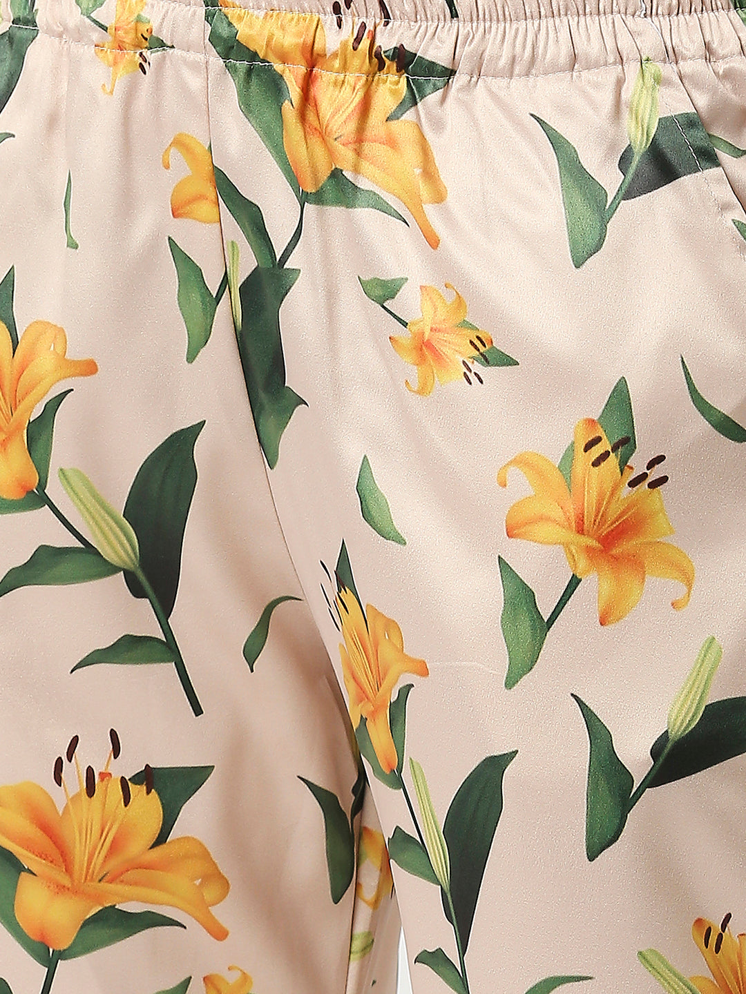 Yellow Blossom Satin Kaftan Pj Set - Luxury Printed Kaftan Pj Set