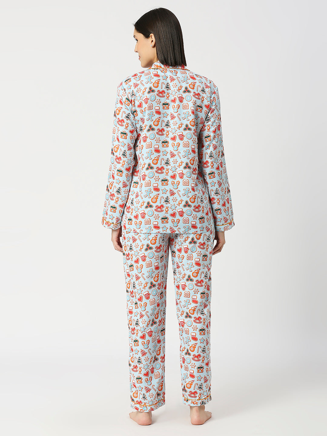 Christmas Cookies Button Down Pj Set - Cotton Rayon Pj Set with Notched Collar