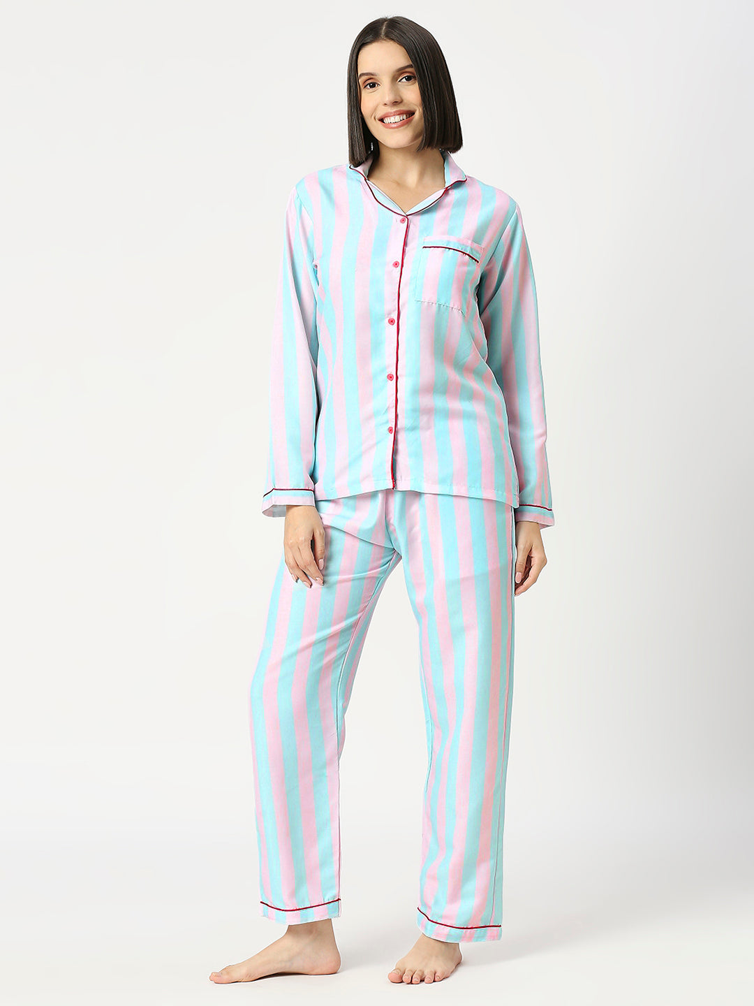Drama Queen Button Down Pj Set - Cotton Rayon Pj Set with Notched Collar