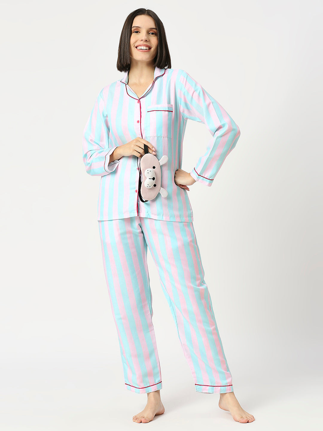Drama Queen Button Down Pj Set - Cotton Rayon Pj Set with Notched Collar