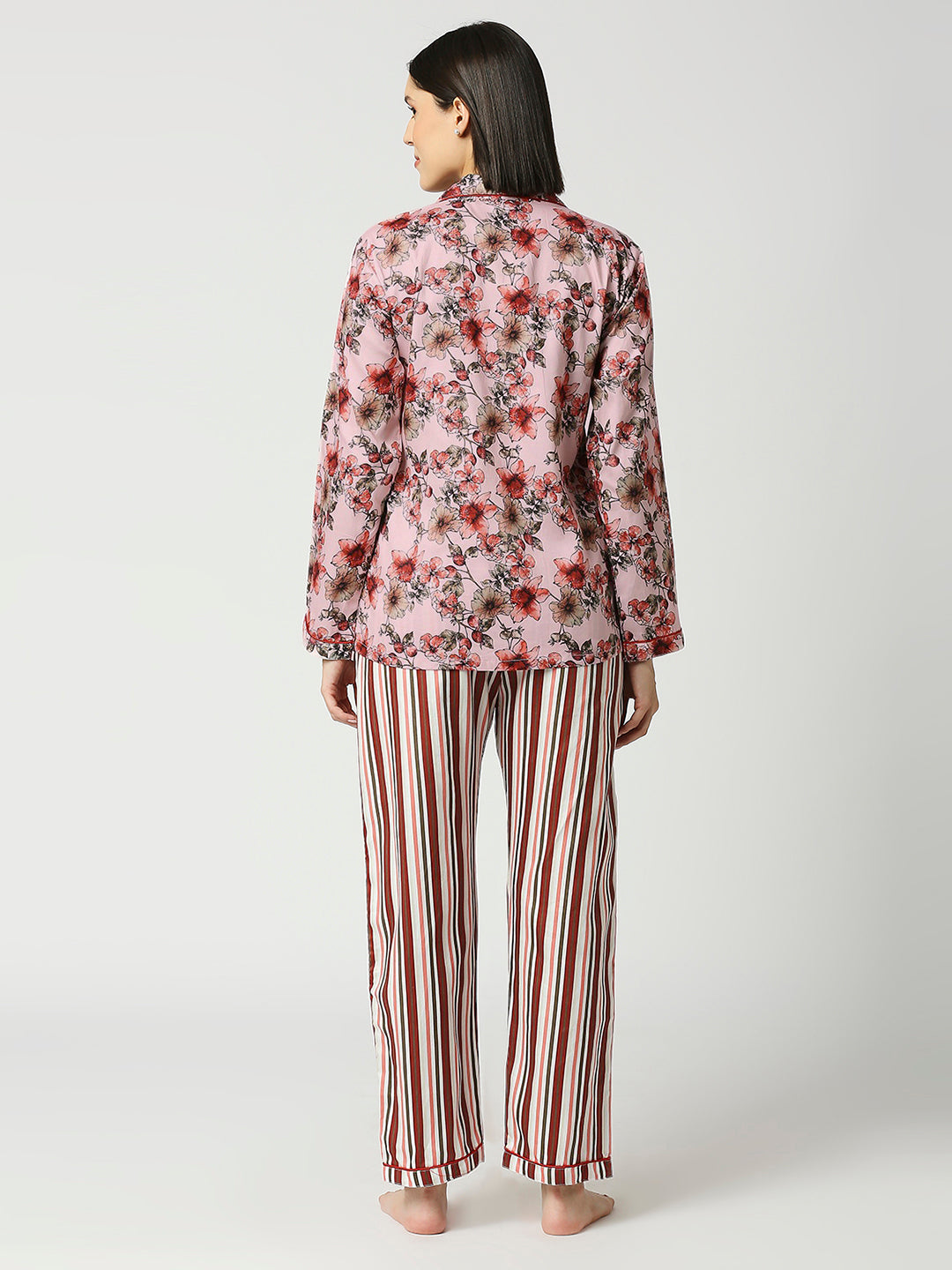 Floral Dreams Button Down Pj Set - Pure Cotton Pj Set with Notched Collar