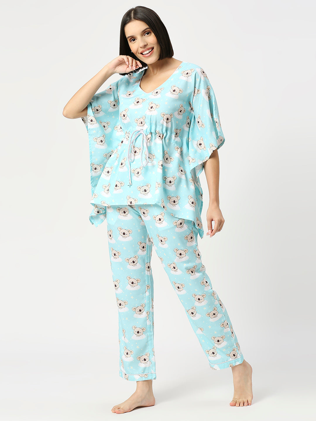 Koala Bear Kaftan Pj Set - Cotton Rayon Pj Set in Kaftan Style