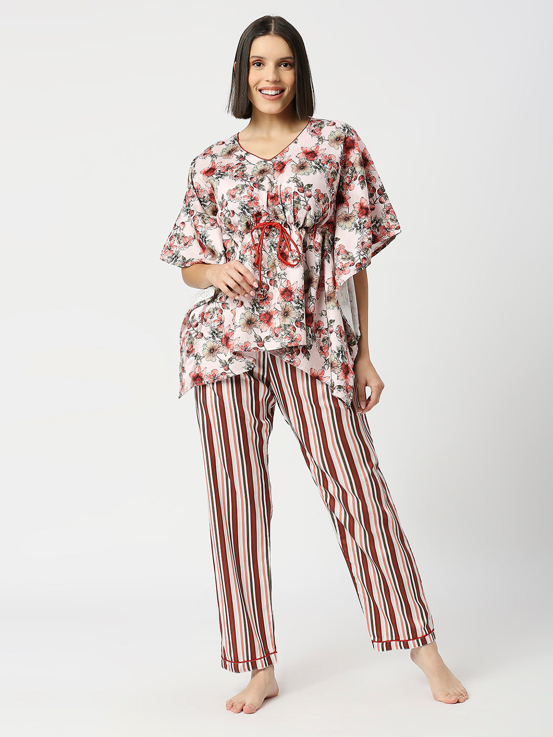 Floral Dreams Kaftan Pj Set - Pure Cotton Pj Set in Kaftan Style