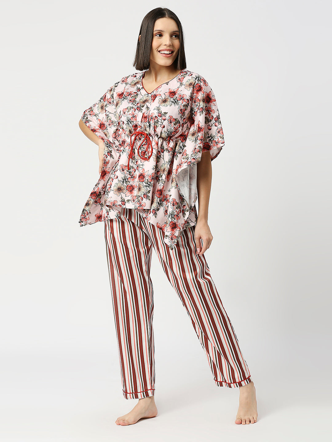 Floral Dreams Kaftan Pj Set - Pure Cotton Pj Set in Kaftan Style