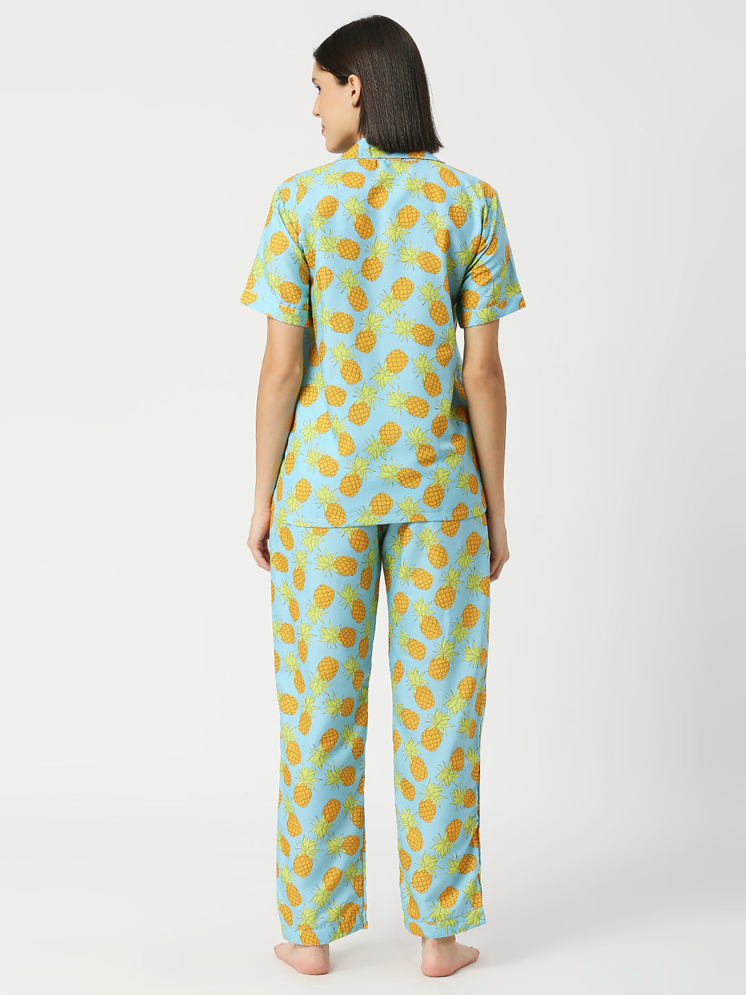 Fine Apple Button Down Pj Set - Cotton Rayon Pj Set with Notched Collar
