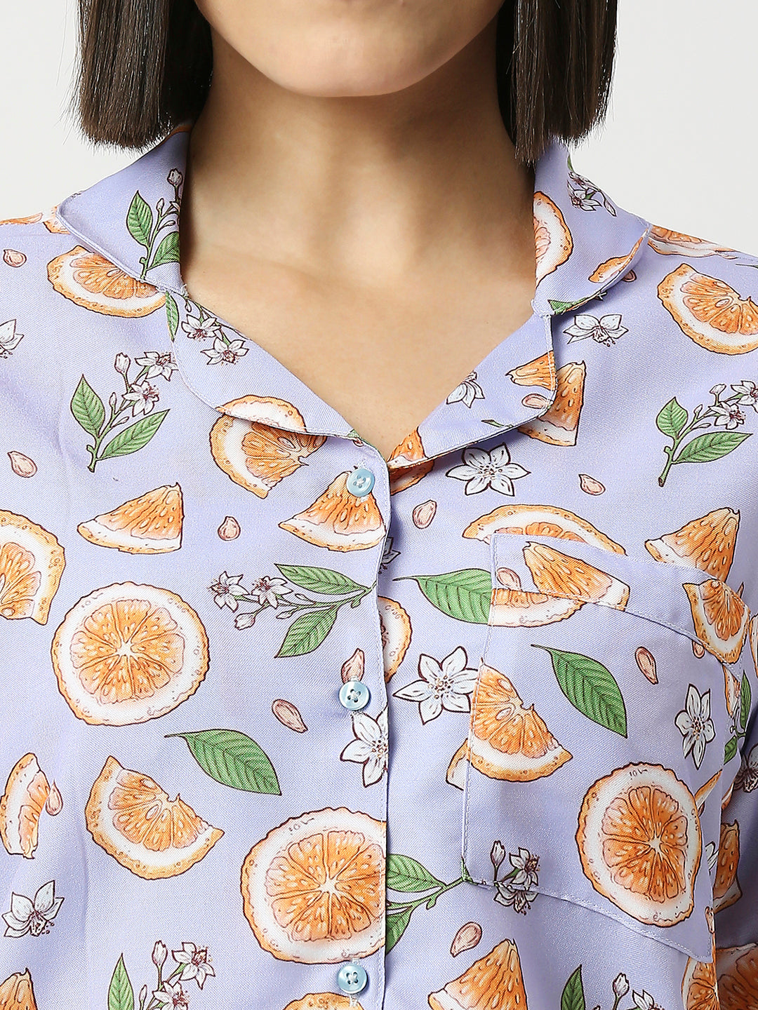 Naarangi Button Down Pj Set - Cotton Rayon Pj Set with Notched Collar