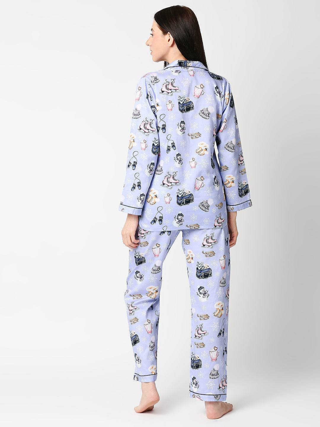 Cozy Winter Button Down Pj Set - Pure Cotton Pj Set with Notched Collar